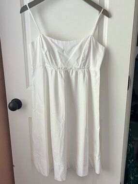 White breezy spaghetti strap cotton midi sundress